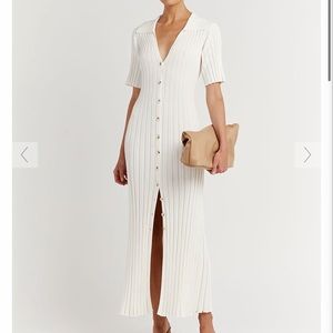 RHODES OFF WHITE KNIT MIDI DRESS XS